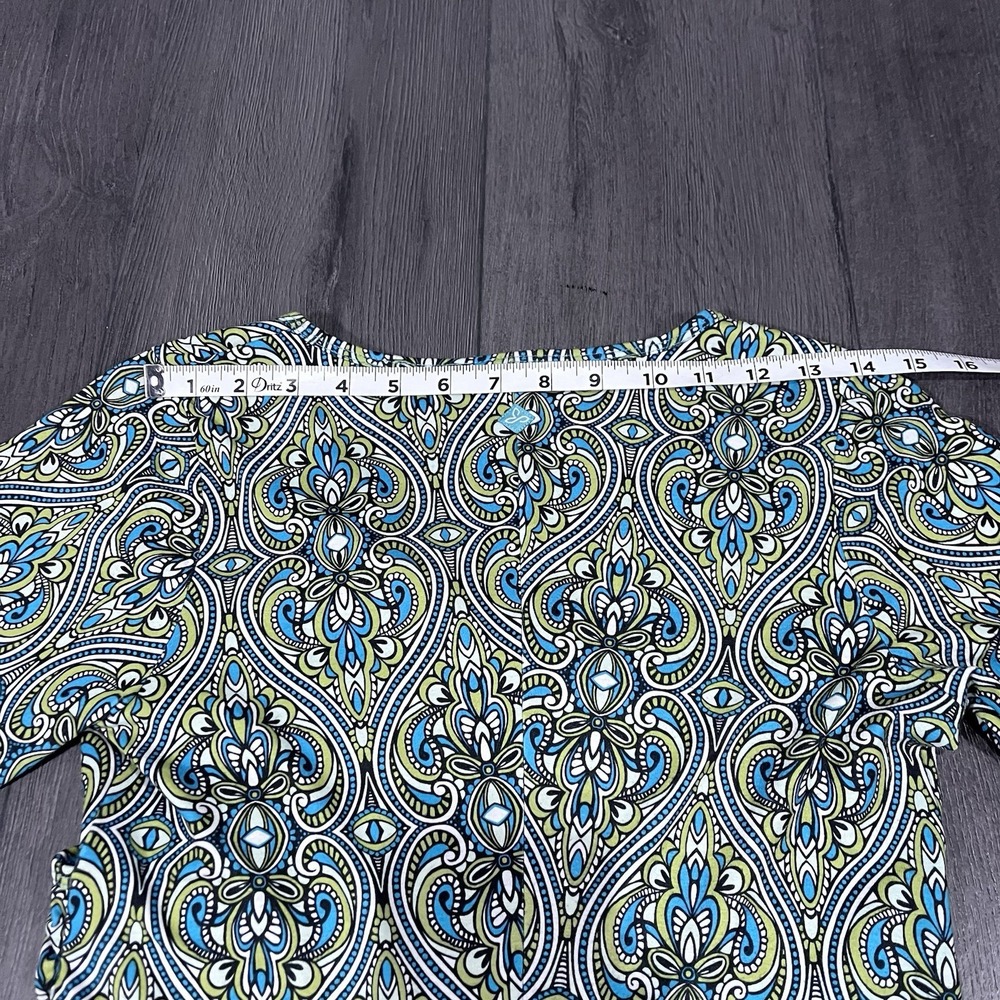 Prana Nadia Veeda‎ Sun Dress Green 3/4 Sleeve Faux Wrap Empire Waist Stretch S - Picture 8 of 10